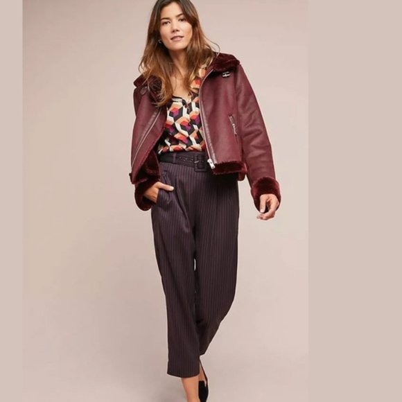 Anthropologie Pants - Anthropologie Cartonnier Line Work Striped Belted Trouser Pants Size 8